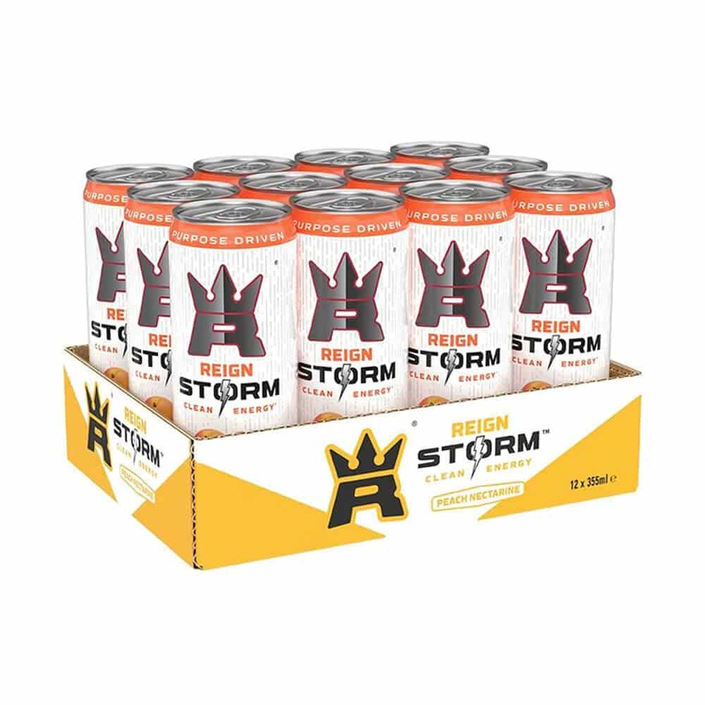 12 x Reign Storm Energy, 335 ml (Peach Nectarine) Flak