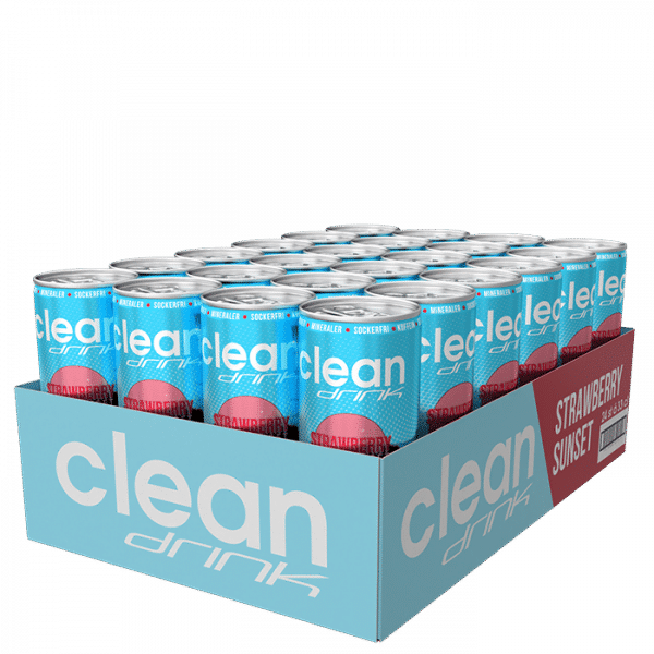 24 x Clean Drink, 330 ml, Strawberry/Cherry Sunset