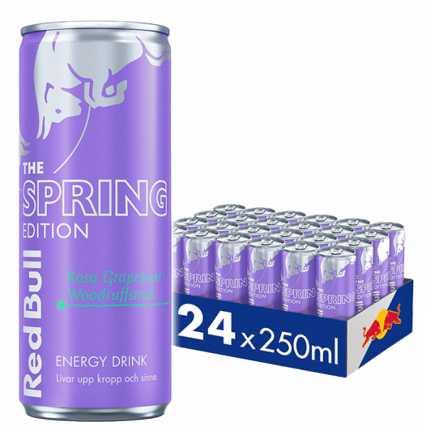 24 x Red Bull Energidryck, 250 ml, Spring Edition Rosa Grapefrukt